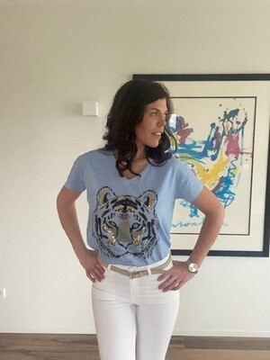 Lichtblauw t-shirt tijger