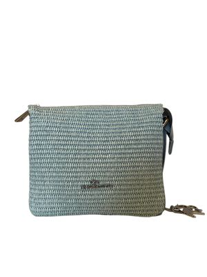 EXILIS 1196 Minitas met riem  uit leder en Raffia CELESTE