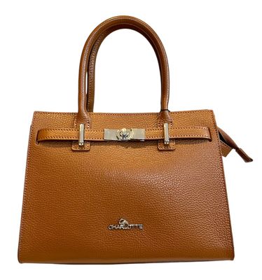 Purpurea 0596 Handtas Kelly Model met schouderriem Natuurleer
