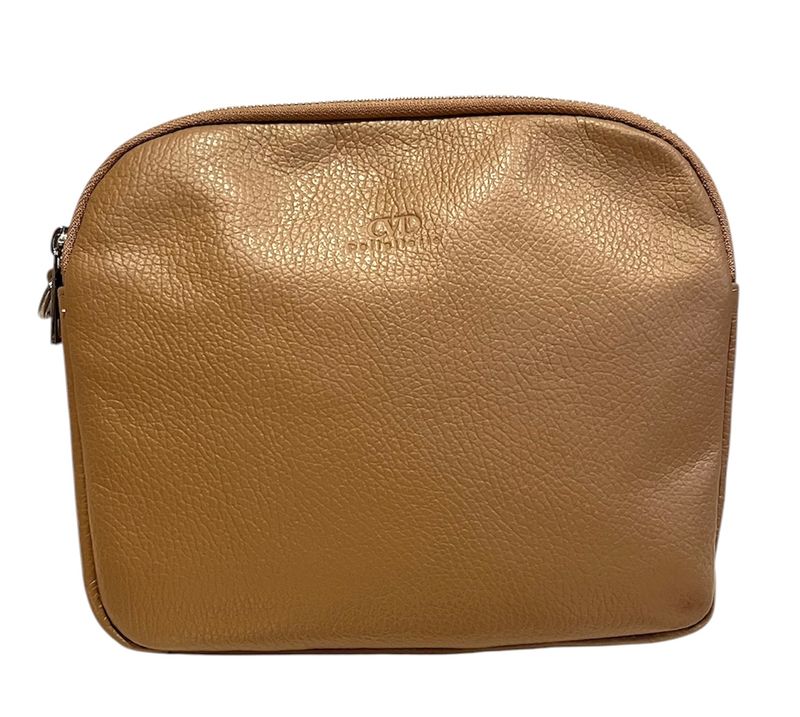 FL0003 Praktische schoudertas in beige kalfsleder