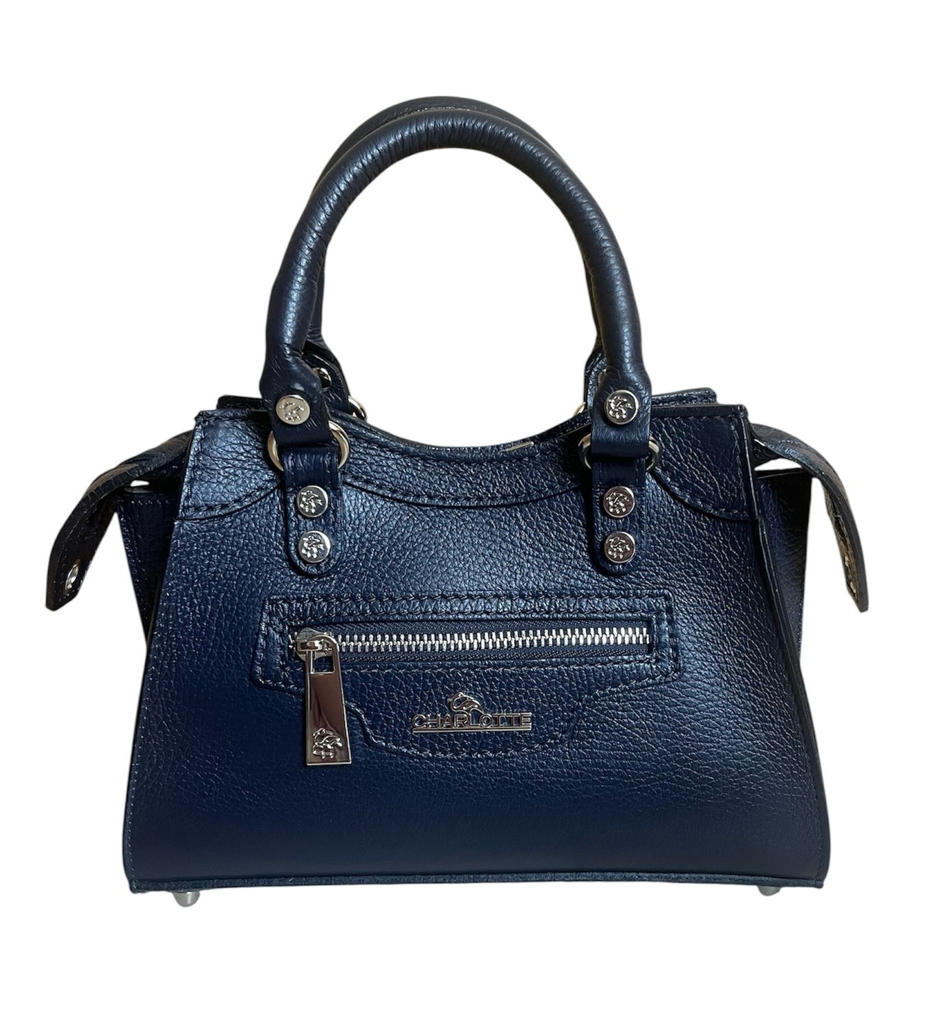 Purpurea 0624 Moderne Kleine Handtas uit Kalfleder - Navy Blue