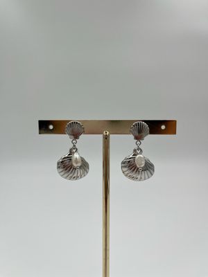 Sea Shell Pearl Oorbellen Zilver