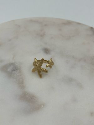 Double Sea Star Ring Goud