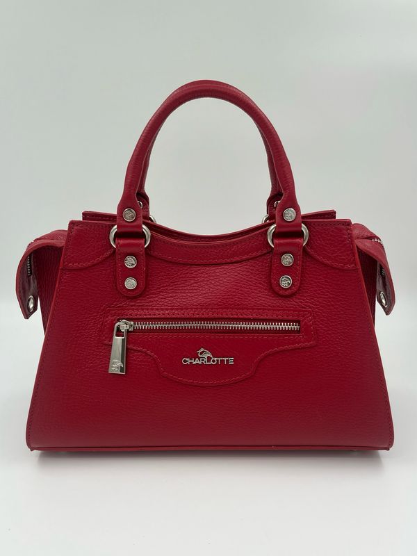 Purpurea 0625 Moderne Handtas uit Kalfleder - Robijn Rood