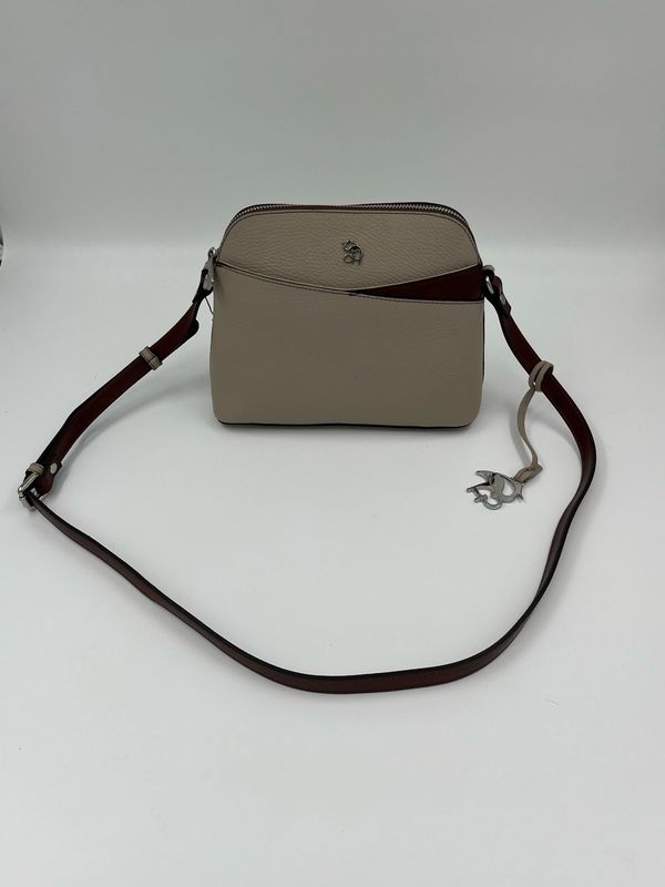 Lago 3762 Moderne Handtas uit Kalfleder - Beige x Bruin