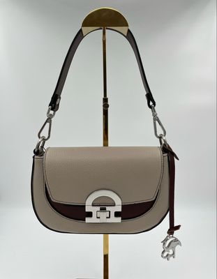 Lago 3783 Moderne Handtas uit Kalfleder - Beige x Bruin