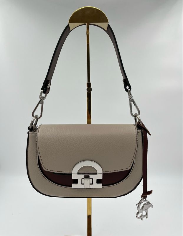 Lago 3783 Moderne Handtas uit Kalfleder - Beige x Bruin