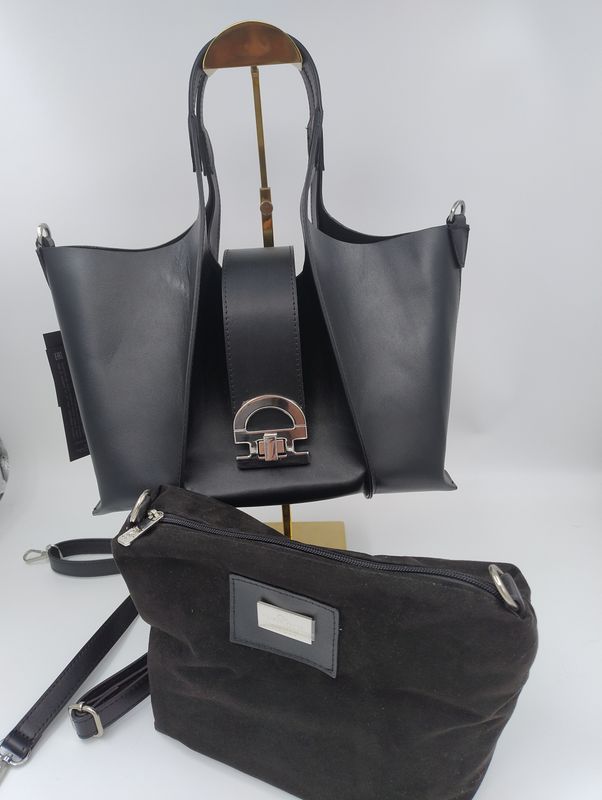 Handtas Prestige 2421 Zwart met zilverkleurige details