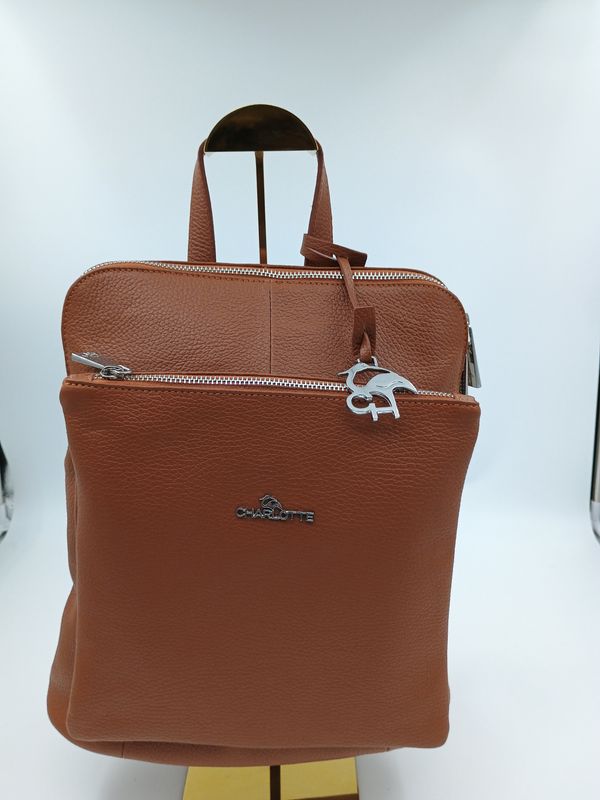 Rugzak / Handtas in natuurkleur kalfsleder