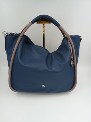 Max Mara Stijl Handtas in Blauw Kalfsleder