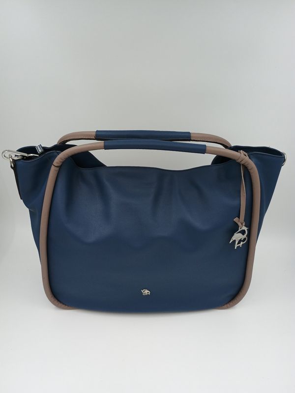 Max Mara Stijl Handtas in Blauw Kalfsleder
