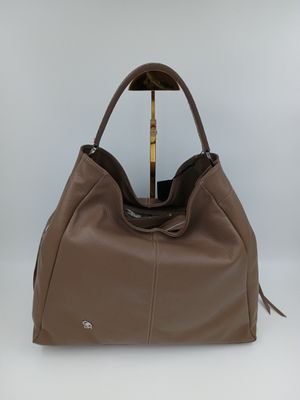 Ruime, Praktische handtas in Taupekleurig Kalfsleder