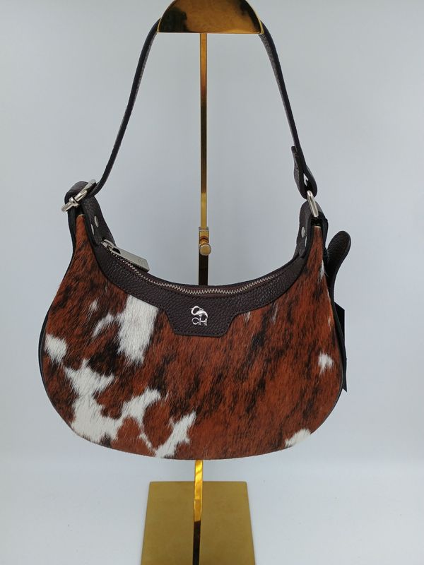 Modieuze Savanah handtas in kalfsleder en kalfsvacht