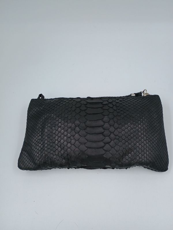 Zwarte Clutch handtas uit Python leder
