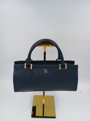 Klassevolle handtas in blauw kalfsleder