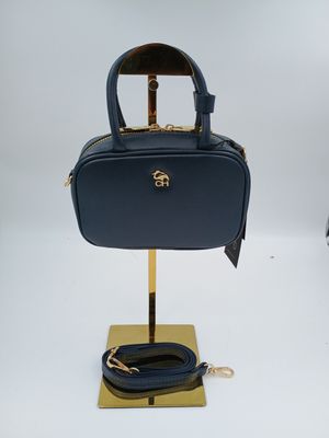 Klasvolle minibag handtas in fijn blauw kalfsleder