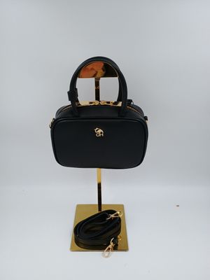 Klasvolle minibag handtas in fijn zwart kalfsleder