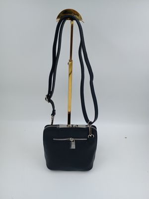 Minibag schoudertas in blauw kalfsleder