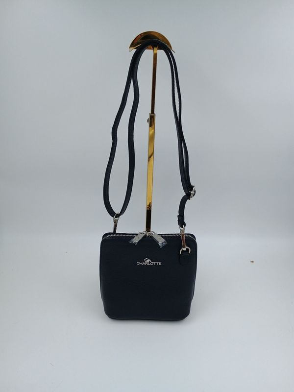 Minibag schoudertas in blauw kalfsleder