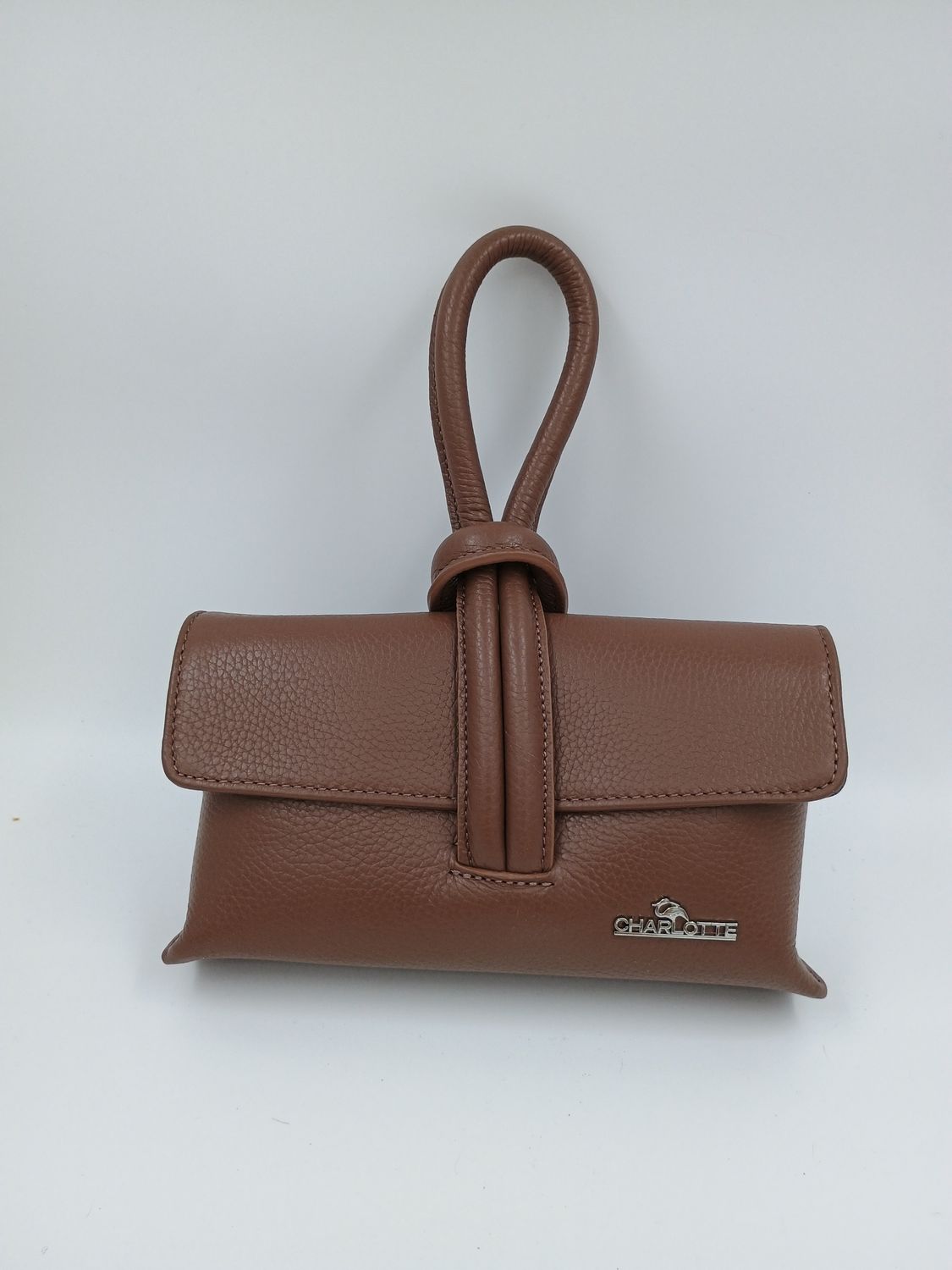 Originele Minibag Clutch in taupe kalfsleder