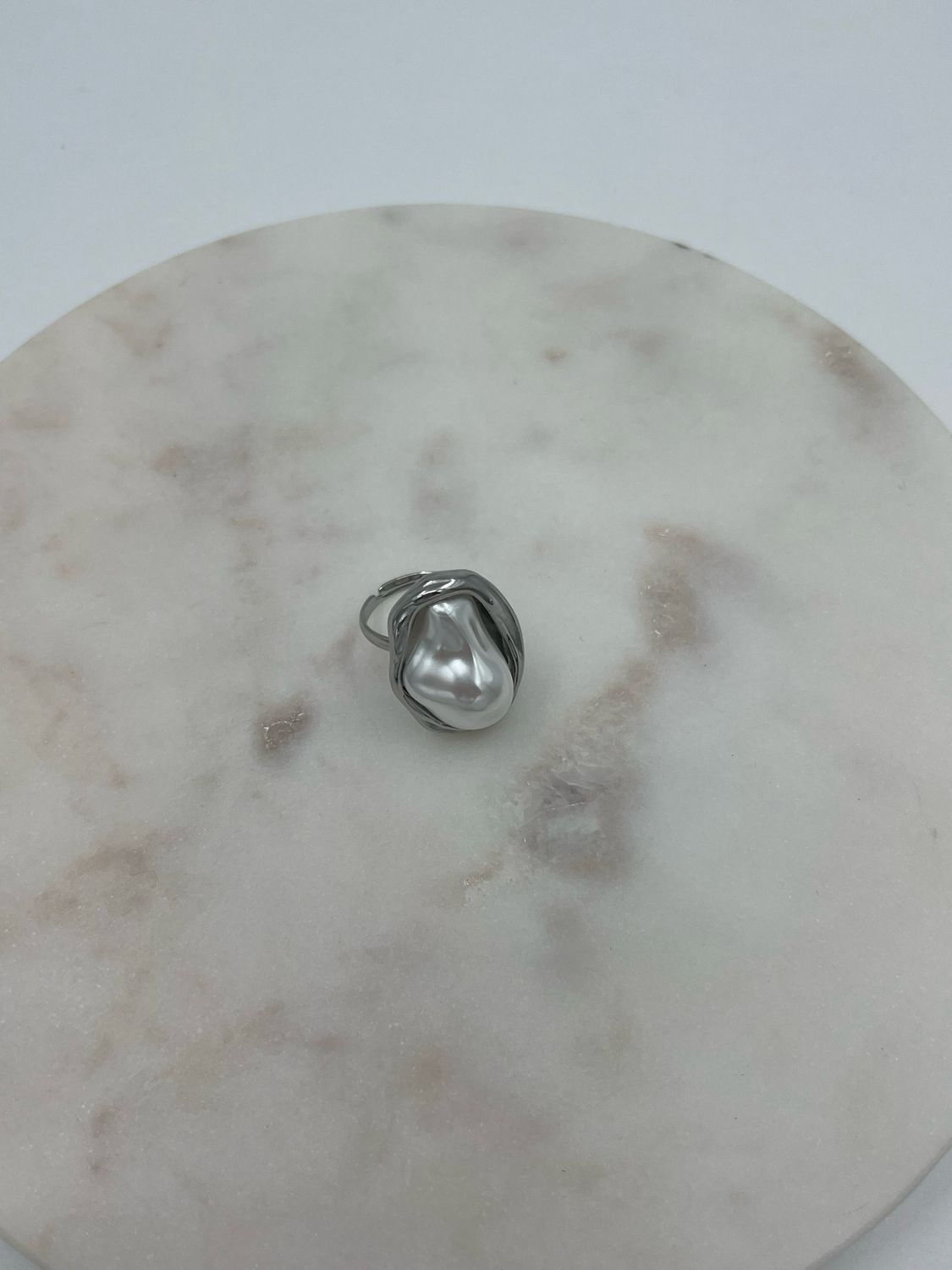 Oval Pearl Ring Zilver