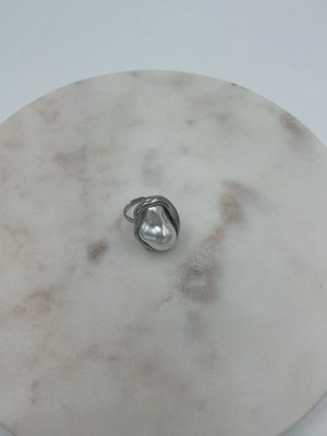 Oval Pearl Ring Zilver