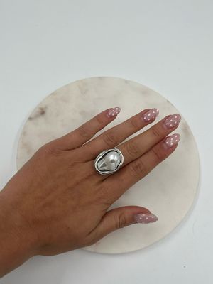 Oval Pearl Ring Zilver
