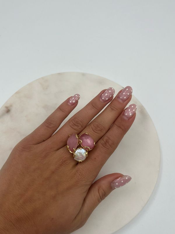 Roze Katten oog Ring
