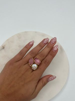 Roze Katten oog Ring