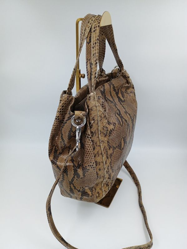 Stijlvolle Python Leder handtas met zilverkleurige details