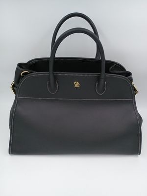 classy elite handtas in fijn zwart kalfsleder