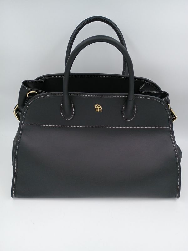 classy elite handtas in fijn zwart kalfsleder