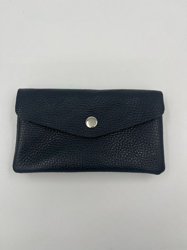 Donkerblauwe medium portemonnee in leder