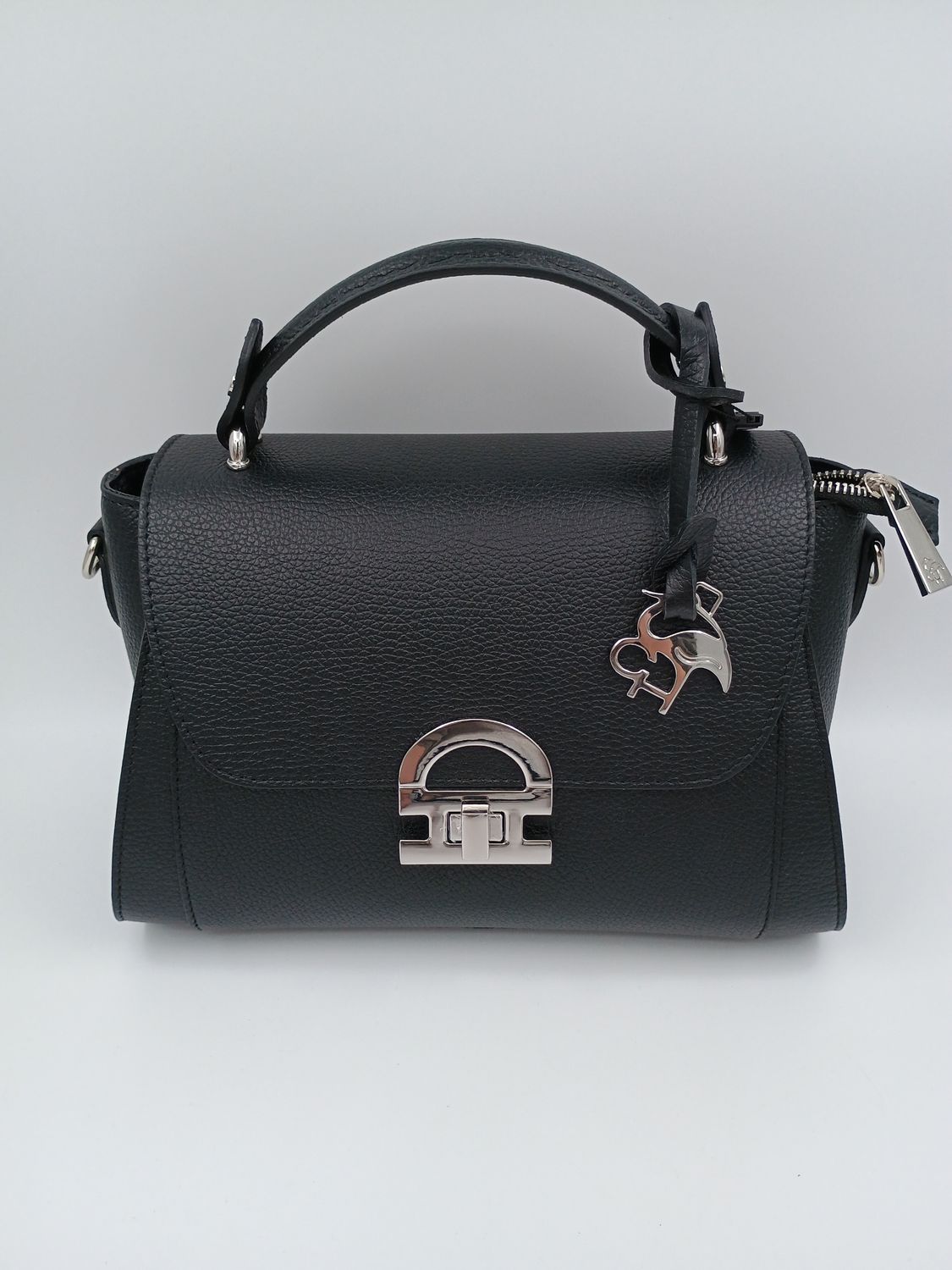 Stijlvolle handtas in zwart kalfsleder