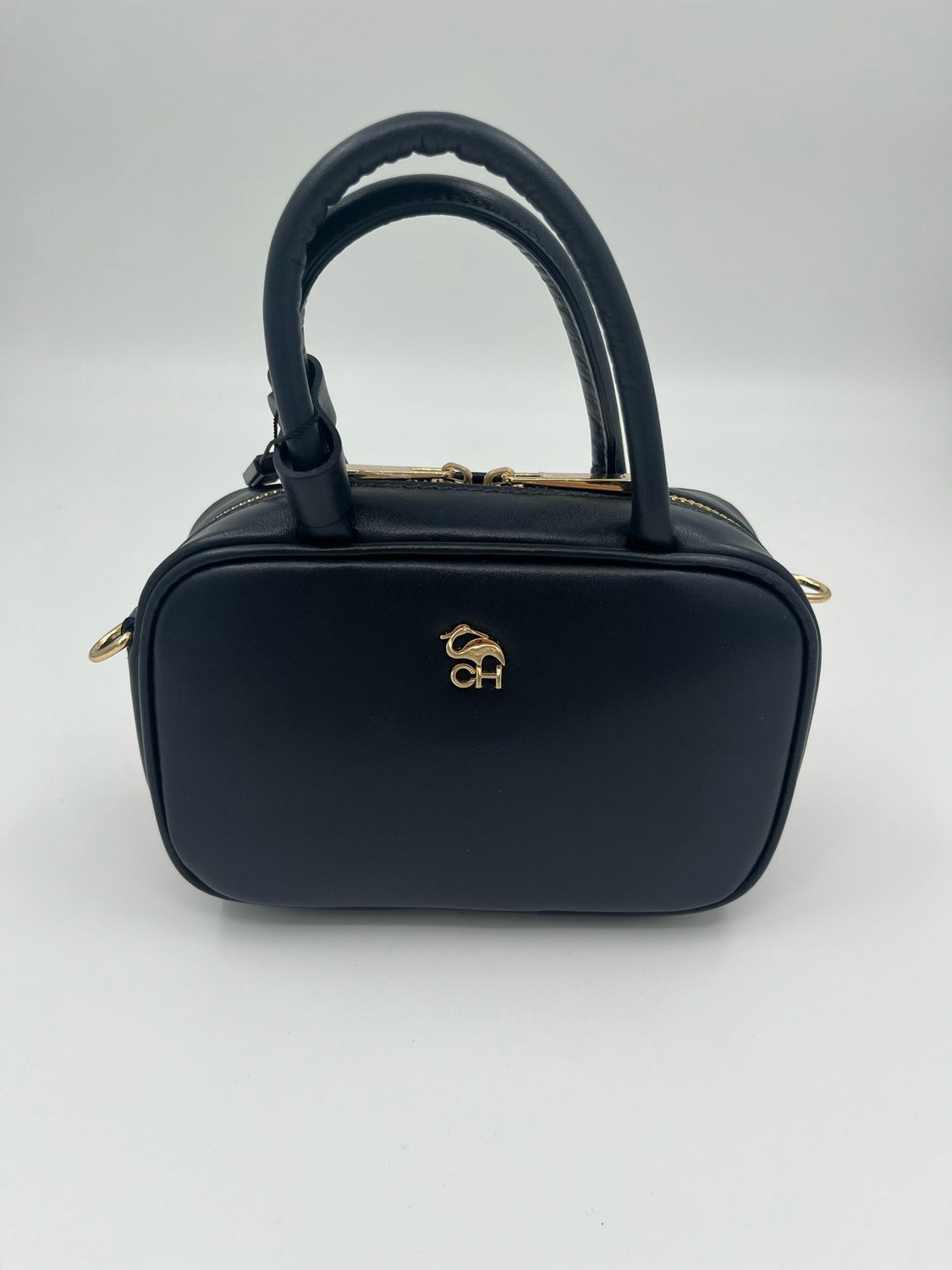 Klasvolle minibag handtas in fijn blauw kalfsleder