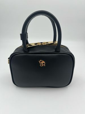 Klasvolle minibag handtas in fijn zwart kalfsleder