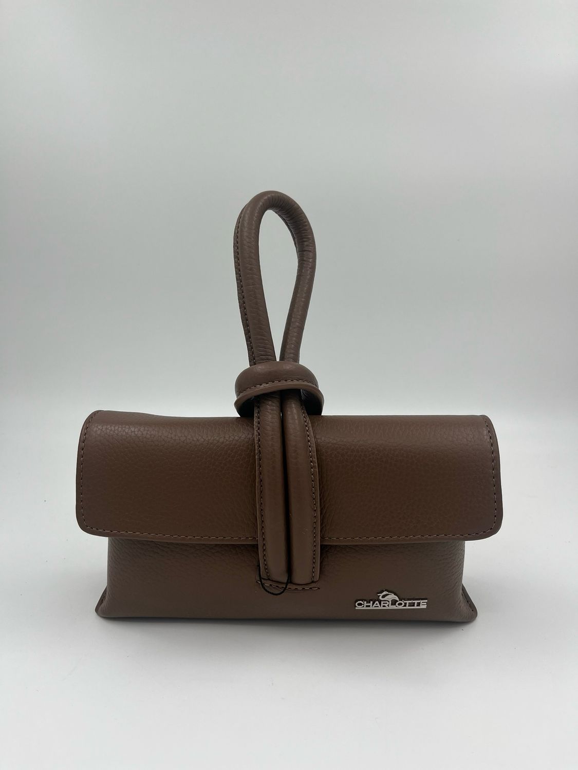 Originele Minibag Clutch in taupe kalfsleder