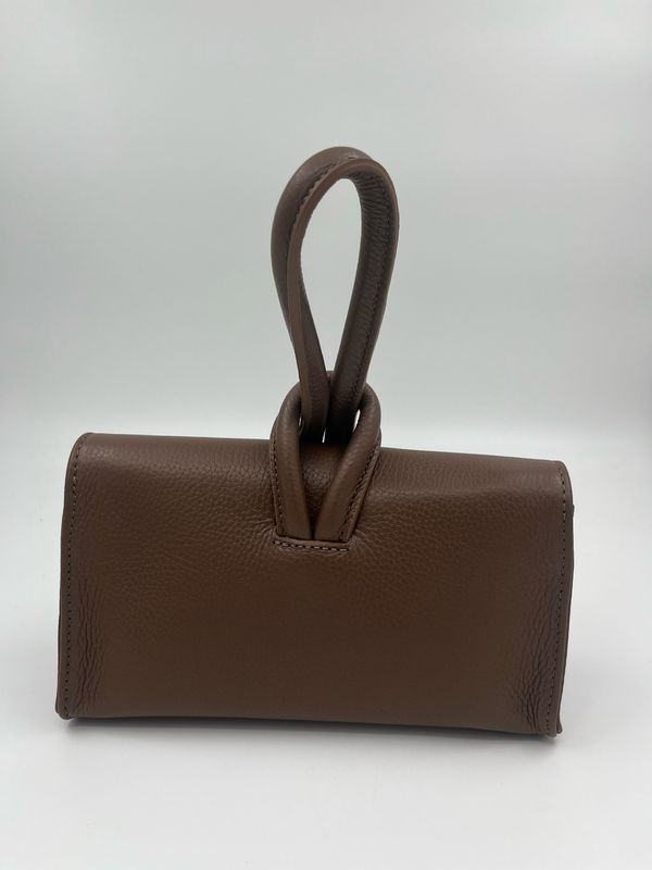 Originele Minibag Clutch in taupe kalfsleder