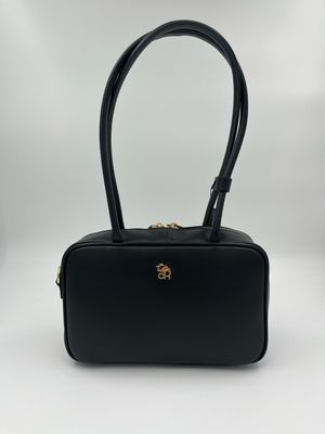 Stijlvolle handtas in fijn zwart kalfsleder