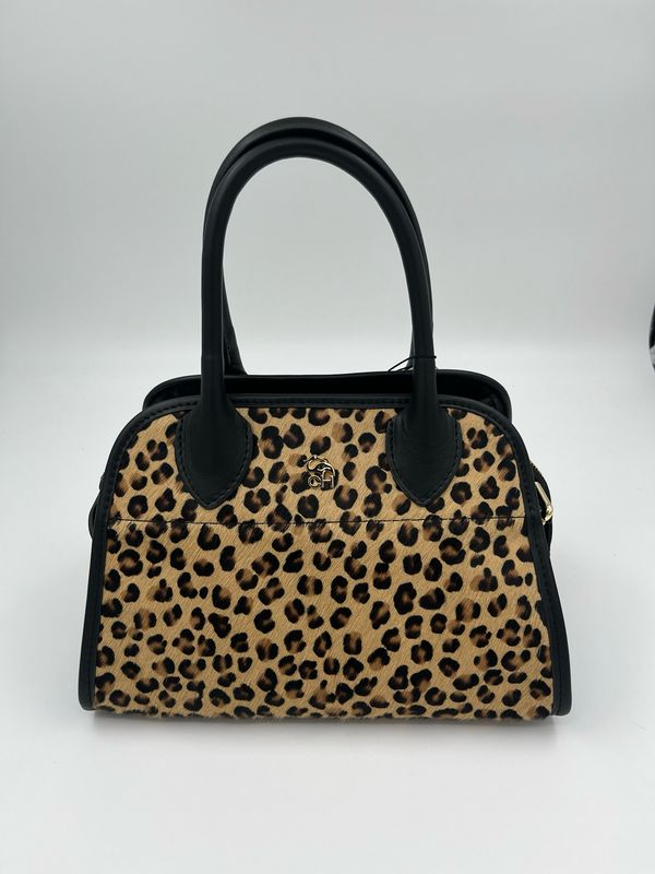Classy leopard handtas in leder en koehuid