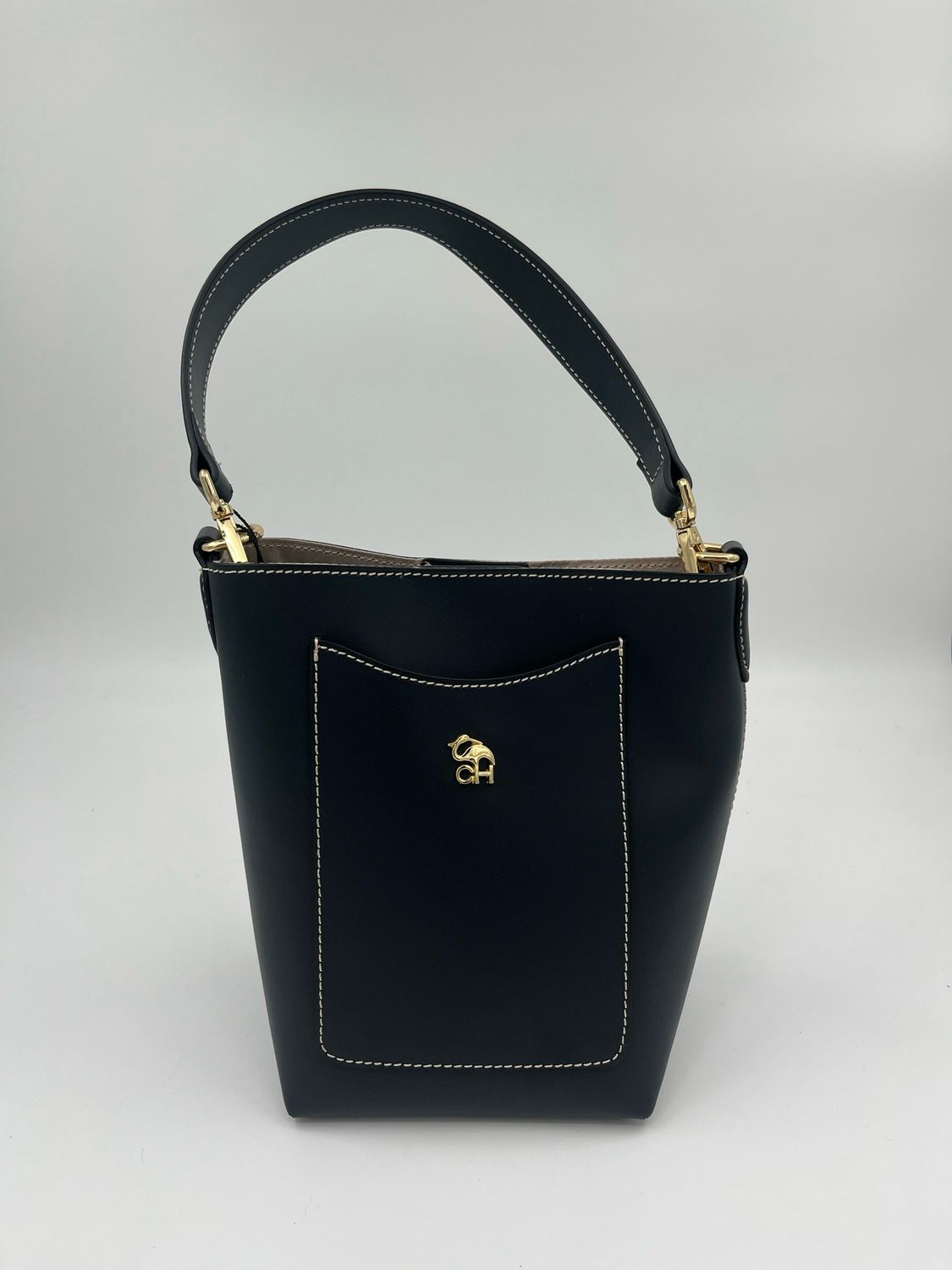 Klassevolle handtas in fijn blauw kalfsleder