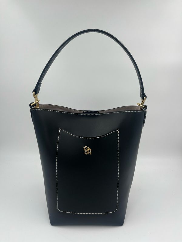 Klassevolle handtas in fijn zwart kalfsleder