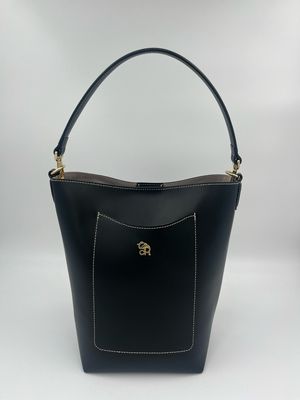 Klassevolle handtas in fijn zwart kalfsleder