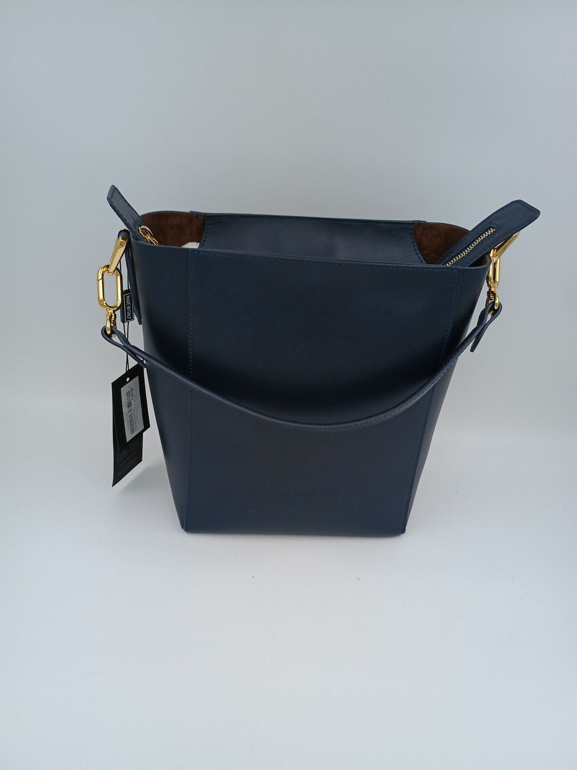 Classy handtas in modern emmer model in kalfsleder