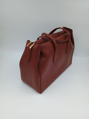 Classy ruime handtas in bruin kalfsleder