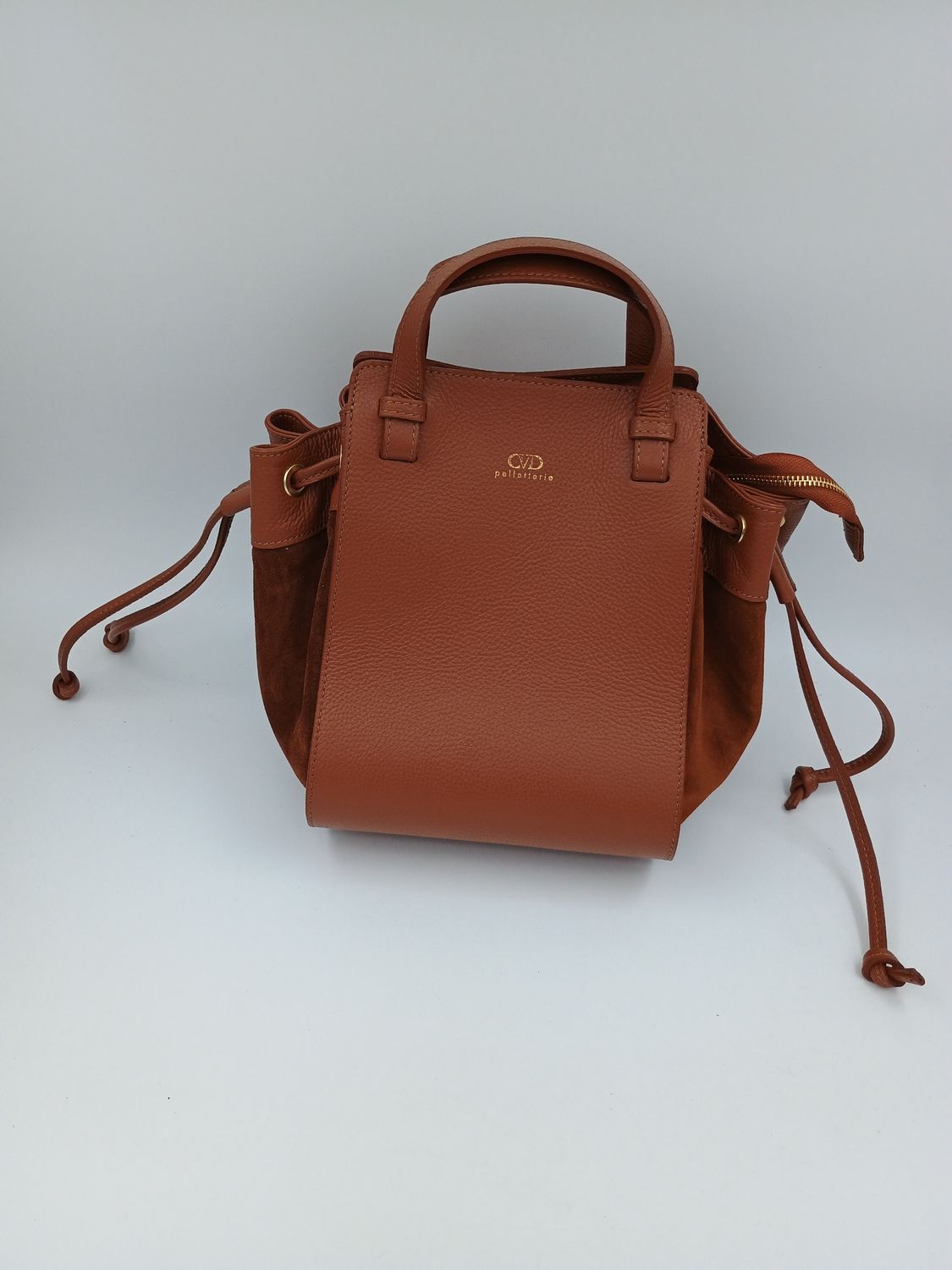 Originele handtas in Bruin kalfsleder en suède