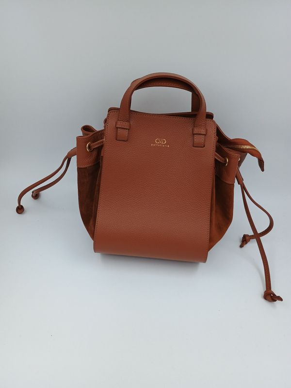 Originele handtas in Bruin kalfsleder en suède