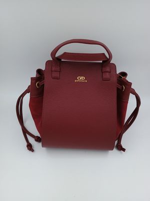 Originele handtas in Bordeaux kalfsleder en suède