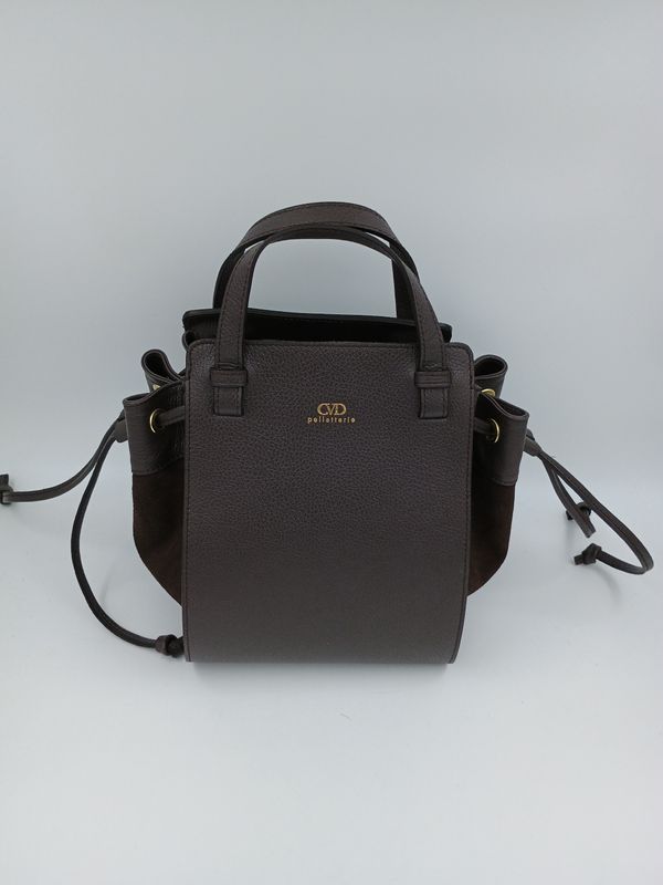 ​Moderne handtas in Chocolade kalfsleder en suède