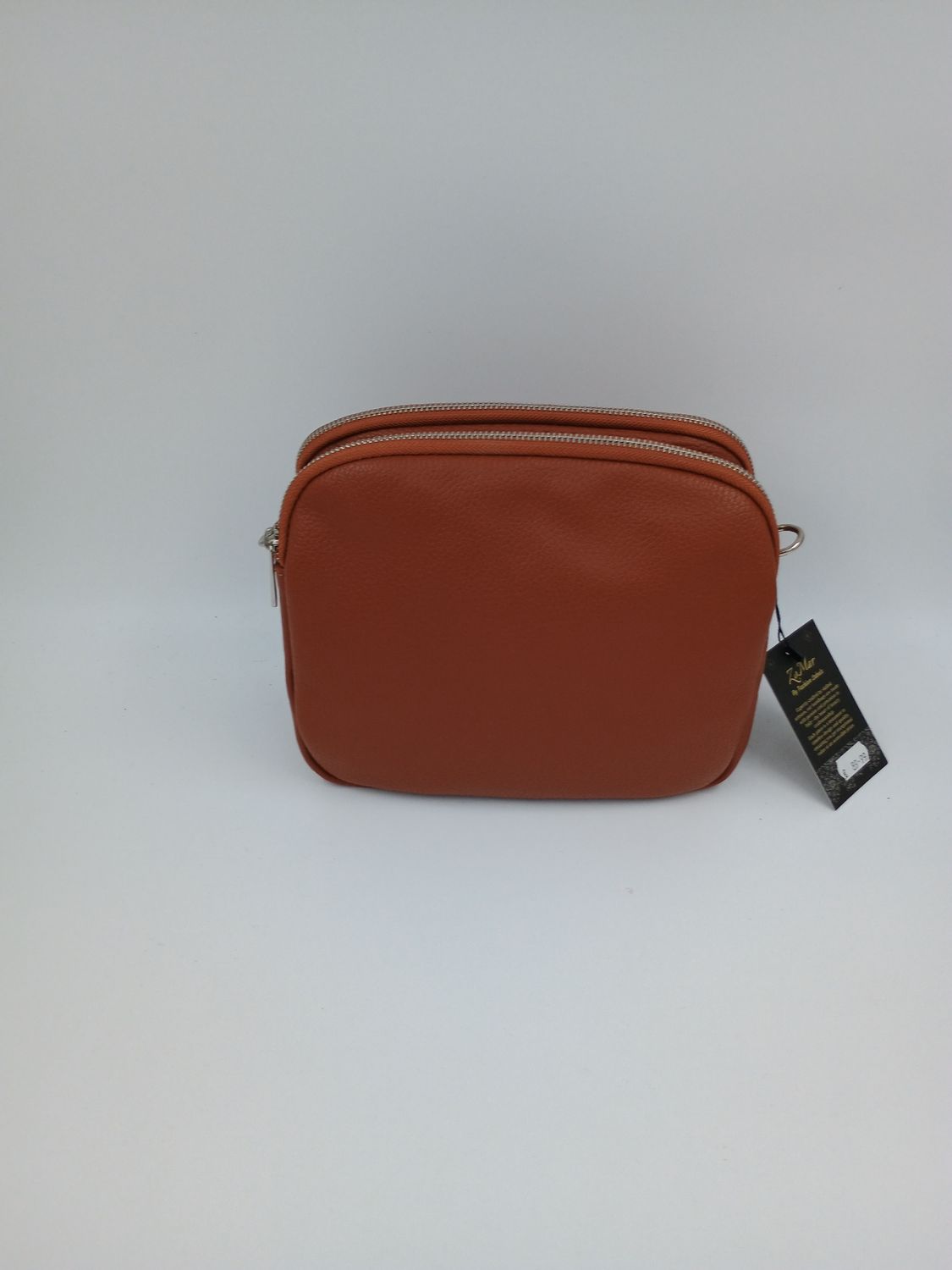 Praktische schoudertas in bruin natuurlook kalfsleder